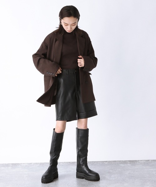 JEANASIS（ジーナシス）の「ビーガンレザースリットショートパンツ/239821（その他パンツ・レディース・ブラック/グレイッシュベージュ/アイボリー・FREE）」の7枚目の写真