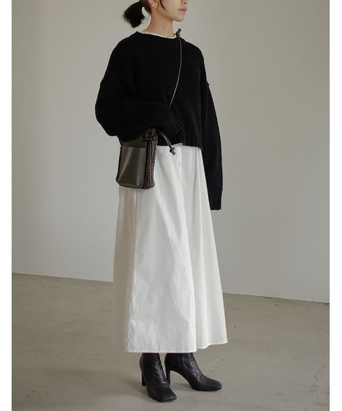 Re:EDIT(リエディ)の「アウトリンキングクロップドニットプルオーバー(ニット/セーター・レディース・ブラック/ブラウン/ピンク/グリーン/アイボリー・MEDIUM/LARGE)」の8枚目の写真