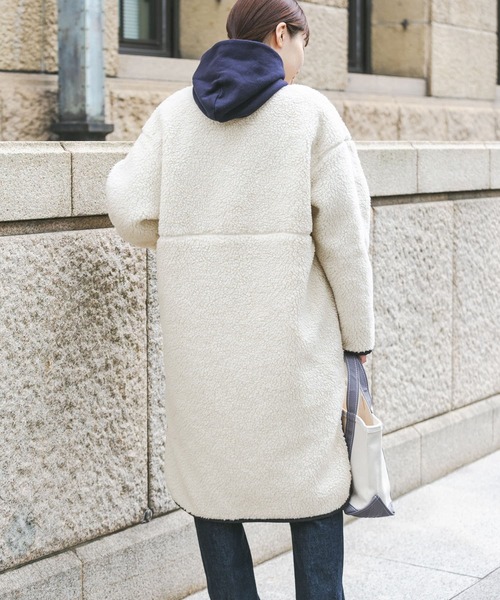 FORK&SPOON（フォークアンドスプーン）の「FORK&SPOON　リバーシブルボアロングコート（ノーカラージャケット・レディース・ホワイト系その他/ブルー系その他・ONE）」の20枚目の写真