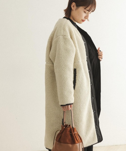 FORK&SPOON（フォークアンドスプーン）の「FORK&SPOON　リバーシブルボアロングコート（ノーカラージャケット・レディース・ホワイト系その他/ブルー系その他・ONE）」の15枚目の写真