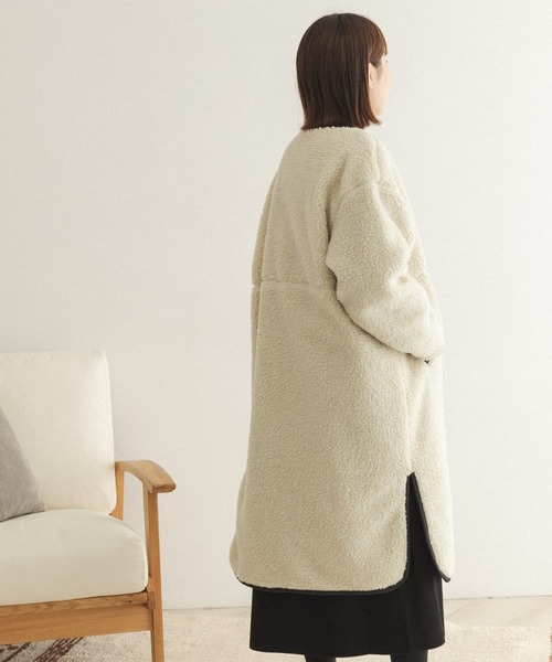 FORK&SPOON（フォークアンドスプーン）の「FORK&SPOON　リバーシブルボアロングコート（ノーカラージャケット・レディース・ホワイト系その他/ブルー系その他・ONE）」の21枚目の写真