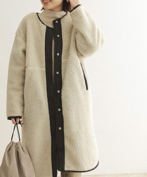 FORK&SPOON（フォークアンドスプーン）の「FORK&SPOON　リバーシブルボアロングコート（ノーカラージャケット・レディース・ホワイト系その他/ブルー系その他・ONE）」の16枚目の写真