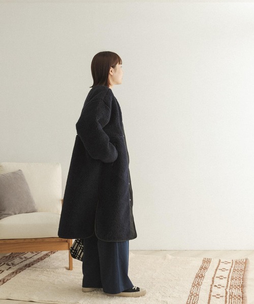 FORK&SPOON（フォークアンドスプーン）の「FORK&SPOON　リバーシブルボアロングコート（ノーカラージャケット・レディース・ホワイト系その他/ブルー系その他・ONE）」の18枚目の写真