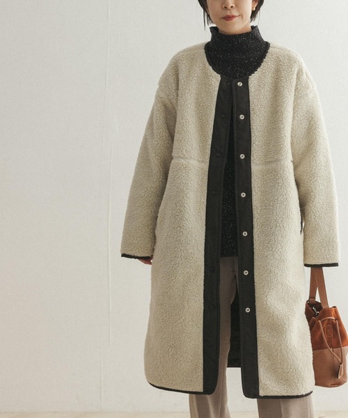 FORK&SPOON（フォークアンドスプーン）の「FORK&SPOON　リバーシブルボアロングコート（ノーカラージャケット・レディース・ホワイト系その他/ブルー系その他・ONE）」の14枚目の写真