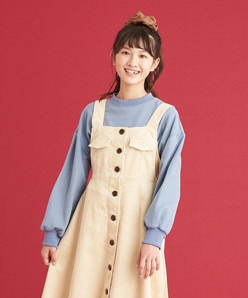 Lindsay（リンジィ）の「サイドリボン胸刺しゅうアソートトレーナー（スウェット・キッズ・モカ/アイボリー/ピンク/ブルーグレー・L/M/S）」の3枚目の写真