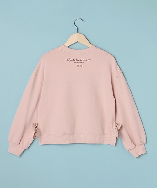 Lindsay（リンジィ）の「サイドリボン胸刺しゅうアソートトレーナー（スウェット・キッズ・モカ/アイボリー/ピンク/ブルーグレー・L/M/S）」の7枚目の写真