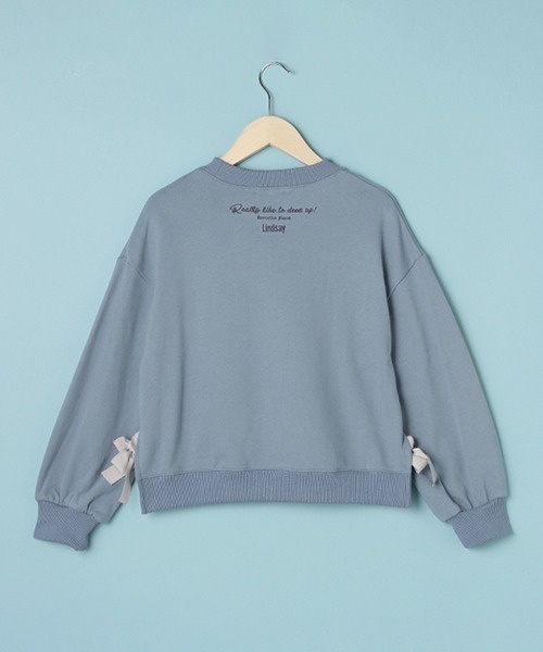 Lindsay（リンジィ）の「サイドリボン胸刺しゅうアソートトレーナー（スウェット・キッズ・モカ/アイボリー/ピンク/ブルーグレー・L/M/S）」の8枚目の写真