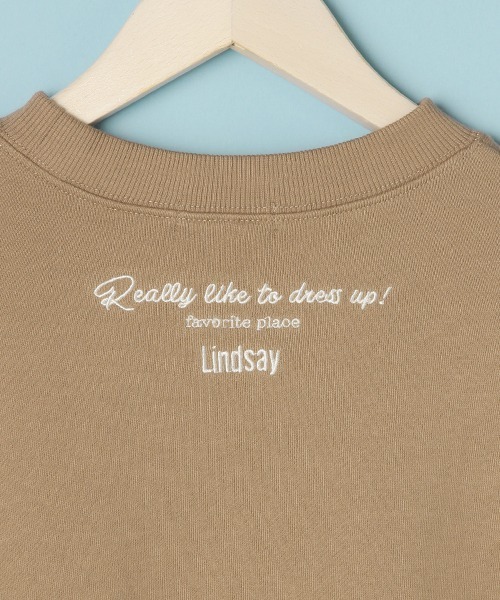 Lindsay（リンジィ）の「サイドリボン胸刺しゅうアソートトレーナー（スウェット・キッズ・モカ/アイボリー/ピンク/ブルーグレー・L/M/S）」の14枚目の写真