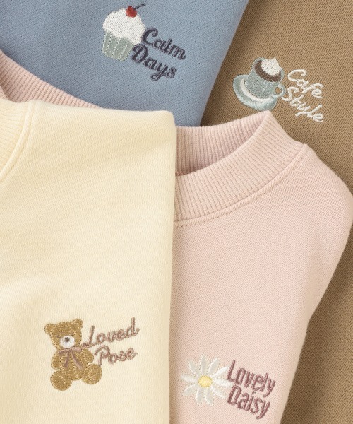 Lindsay（リンジィ）の「サイドリボン胸刺しゅうアソートトレーナー（スウェット・キッズ・モカ/アイボリー/ピンク/ブルーグレー・L/M/S）」の16枚目の写真