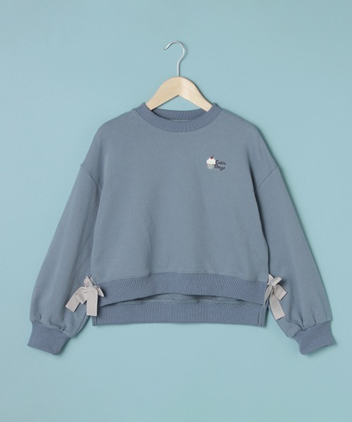 Lindsay（リンジィ）の「サイドリボン胸刺しゅうアソートトレーナー（スウェット・キッズ・モカ/アイボリー/ピンク/ブルーグレー・L/M/S）」の19枚目の写真