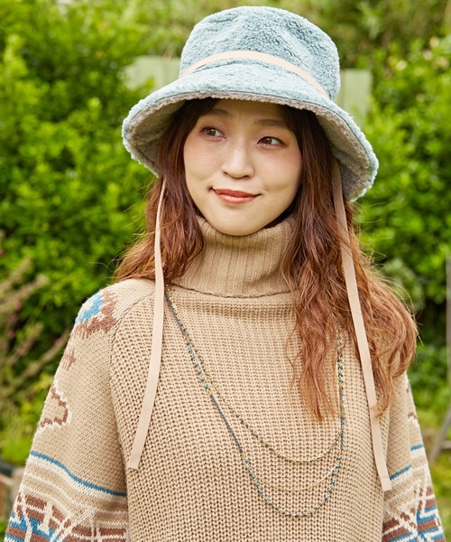 チャイハネ（チャイハネ）の「【チャイハネ】ジャニスボアバケットハット（ハット・レディース・ホワイト/ブラウン/ブルー・FREE）」の12枚目の写真