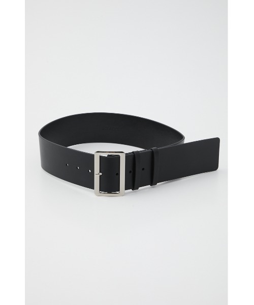 SLY(スライ)の「LEATHER WIDE BELT レザー ワイド ベルト(ベルト・レディース・ブラック/アイボリー・FREE)」の2枚目の写真