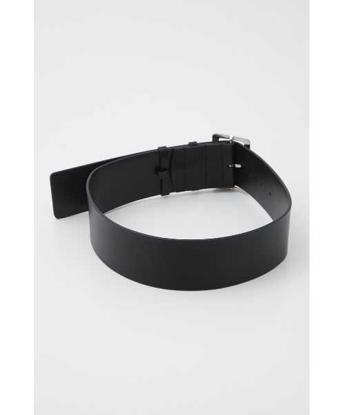 SLY(スライ)の「LEATHER WIDE BELT レザー ワイド ベルト(ベルト・レディース・ブラック/アイボリー・FREE)」の5枚目の写真