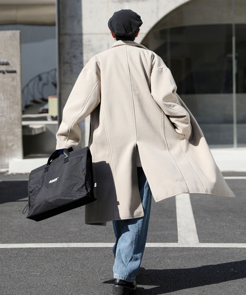 neos(ネオス)の「【neos -addictive design-】ルーズシルエット メルトン ステンカラー ロング コート(ステンカラーコート・メンズ・ブラック/クリーム/グレー系その他/キャメル・MEDIUM/LARGE/X-LARGE)」の12枚目の写真