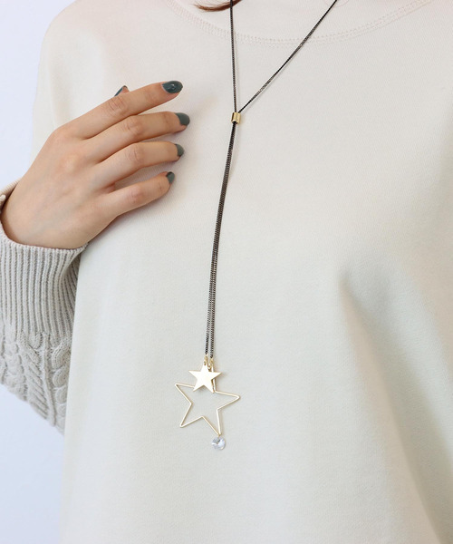 Three Four Time(スリーフォータイム)の「スタースライドネックレス(ネックレス・レディース・ブラック・FREE)」の5枚目の写真