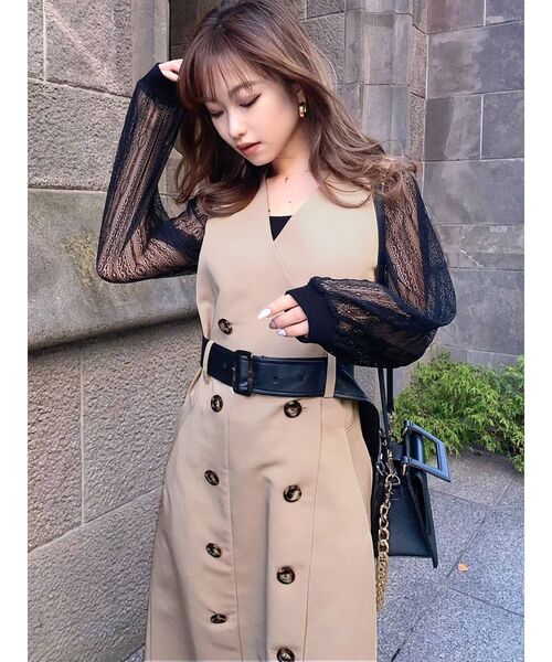 RESEXXY（リゼクシー）の「スクエアネックレースニットトップス（ニット/セーター・レディース・ホワイト/ブラック/オレンジ/ブルー・FREE）」の21枚目の写真