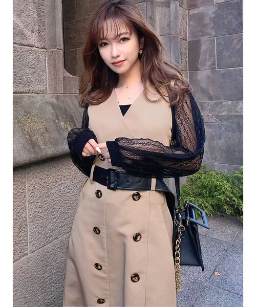 RESEXXY（リゼクシー）の「スクエアネックレースニットトップス（ニット/セーター・レディース・ホワイト/ブラック/オレンジ/ブルー・FREE）」の22枚目の写真