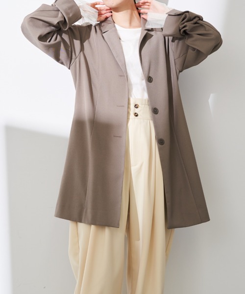 Solace（ソレイス）の「スリーブIラインテーラードジャケット（テーラードジャケット・レディース・ブラック/モカ・FREE）」の21枚目の写真