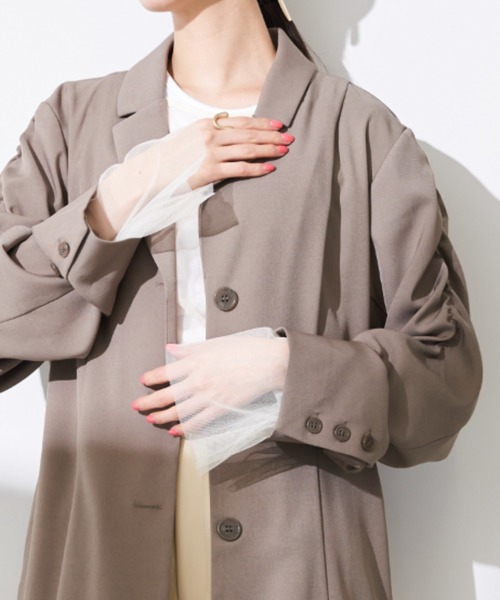 Solace（ソレイス）の「スリーブIラインテーラードジャケット（テーラードジャケット・レディース・ブラック/モカ・FREE）」の22枚目の写真