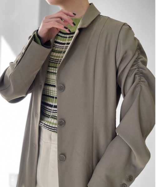 Solace（ソレイス）の「スリーブIラインテーラードジャケット（テーラードジャケット・レディース・ブラック/モカ・FREE）」の5枚目の写真