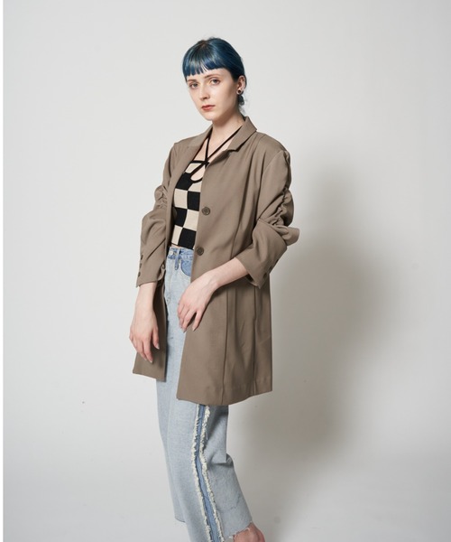 Solace（ソレイス）の「スリーブIラインテーラードジャケット（テーラードジャケット・レディース・ブラック/モカ・FREE）」の9枚目の写真