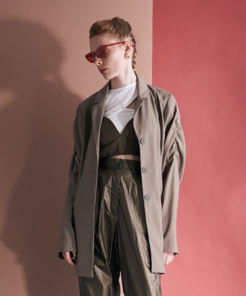 Solace（ソレイス）の「スリーブIラインテーラードジャケット（テーラードジャケット・レディース・ブラック/モカ・FREE）」の17枚目の写真