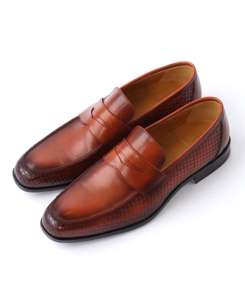 CROWDED CLOSET（クラウデッドクローゼット）の「型押しレザーコインローファー（ローファー・メンズ・ネイビー/ブラウン・02/03/01）」の5枚目の写真