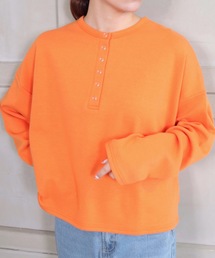 moment+（モーメントプラス）の「T/Cカットポンチ ヘンリーネックロングスリーブtee（Tシャツ/カットソー）」