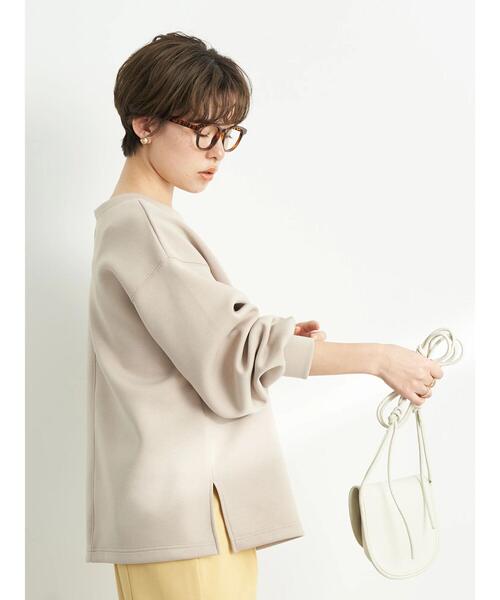 earth music&ecology（アースミュージックアンドエコロジー）の「ダンボールバックスリットネックプルオーバー＊（スウェット・レディース・チャコールグレー/サックスブルー/ピンク/グレイッシュベージュ・FREE）」の19枚目の写真