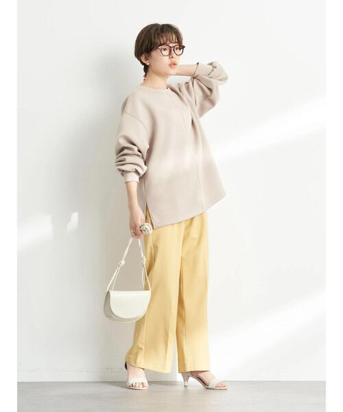 earth music&ecology（アースミュージックアンドエコロジー）の「ダンボールバックスリットネックプルオーバー＊（スウェット・レディース・チャコールグレー/サックスブルー/ピンク/グレイッシュベージュ・FREE）」の21枚目の写真