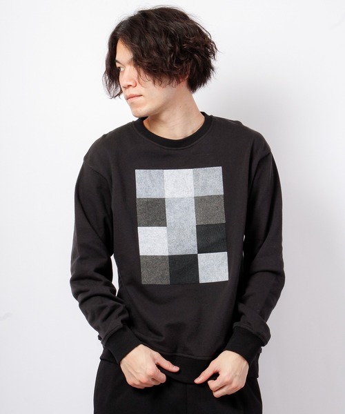 House of Blues（ハウスオブブルース）の「T/C裏毛フェルト圧着クルーネックプルオーバー（スウェット・メンズ・ブラック/オフホワイト/杢グレー・M/L）」の2枚目の写真