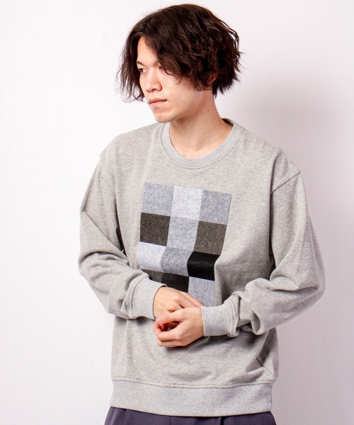 House of Blues（ハウスオブブルース）の「T/C裏毛フェルト圧着クルーネックプルオーバー（スウェット・メンズ・ブラック/オフホワイト/杢グレー・M/L）」の10枚目の写真