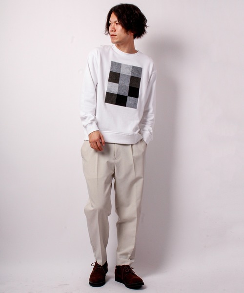 House of Blues（ハウスオブブルース）の「T/C裏毛フェルト圧着クルーネックプルオーバー（スウェット・メンズ・ブラック/オフホワイト/杢グレー・M/L）」の9枚目の写真