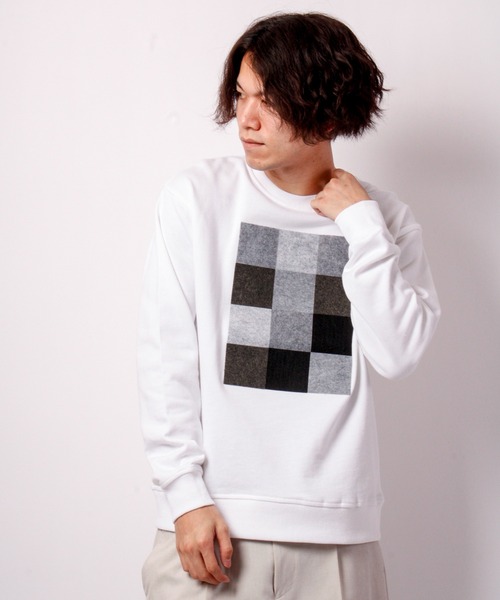 House of Blues（ハウスオブブルース）の「T/C裏毛フェルト圧着クルーネックプルオーバー（スウェット・メンズ・ブラック/オフホワイト/杢グレー・M/L）」の6枚目の写真