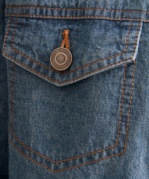 WEGO(ウィゴー)の「WEGO/綿麻デニムGジャン(デニムジャケット・レディース・インディゴブルー/ダークインディゴブルー・FREE)」の3枚目の写真