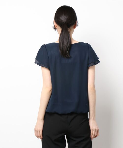 Lace Ladies(レースレディース)の「半袖 フロントタック フレア袖 シフォンブラウス(シャツ/ブラウス・レディース・ブラック/ネイビー/ホワイト/ベージュ/アイボリー・L/XL/S/M)」の21枚目の写真