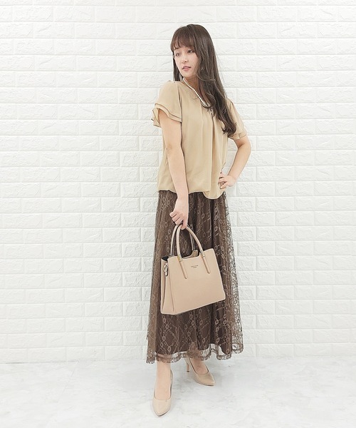 BASCO　バスコ　リネン　ブラウス　半袖　タック　ベージュ BASCO バスコ リネン ブラウス 半袖 タック ベージュ BASCO