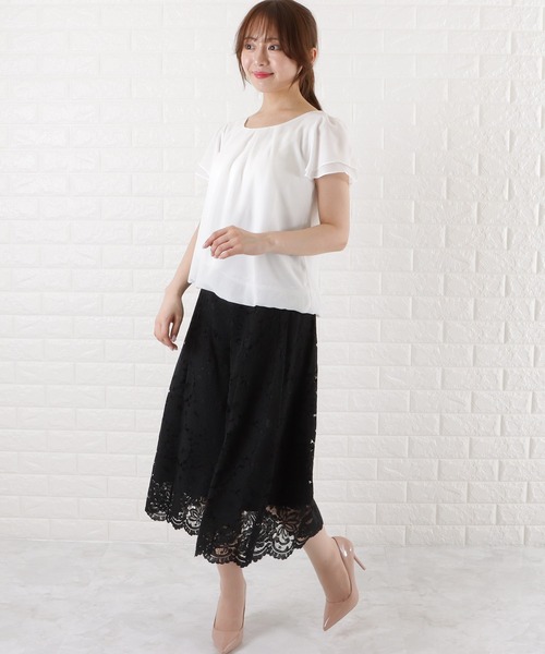 「LOEFF」 半袖ブラウス - ブラック レディース KOEISTORE ブラウス レディース 秋 冬 秋冬 黒 白 スキッパー