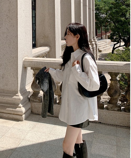 yuue' ( wear )(ユーイ)の「シンプル ポケット セミロングシャツ(シャツ/ブラウス・レディース・ホワイト・S/L/M)」の3枚目の写真