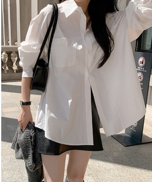 yuue' ( wear )(ユーイ)の「シンプル ポケット セミロングシャツ(シャツ/ブラウス・レディース・ホワイト・S/L/M)」の6枚目の写真