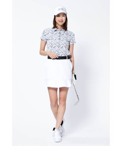 どら 新品 PINGピン モックネック&スカートLL 白ホワイト PING（ピン）の「【PING APPAREL】二重織りスカート (LADIES