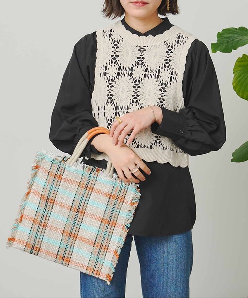 CPCM(シーピーシーエム)の「クロシェベストセット長袖ブラウス(Tシャツ/カットソー・レディース・ブラック/オフホワイト/グリーン・FREE)」の15枚目の写真