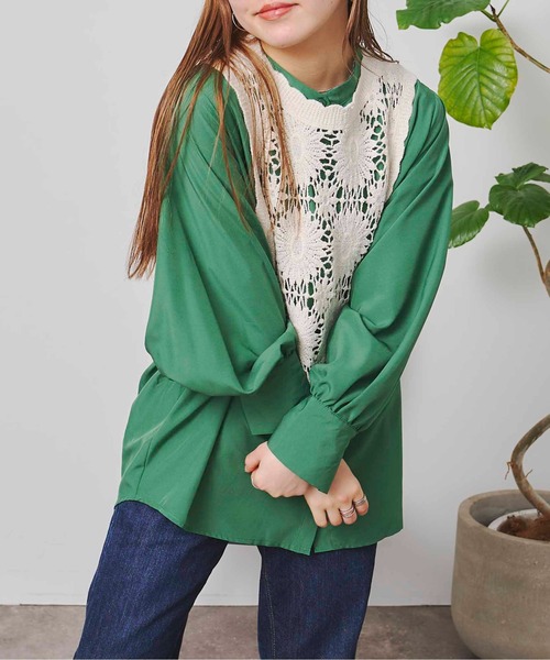 CPCM(シーピーシーエム)の「クロシェベストセット長袖ブラウス(Tシャツ/カットソー・レディース・ブラック/オフホワイト/グリーン・FREE)」の17枚目の写真