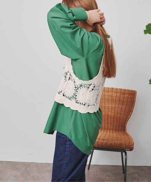 CPCM(シーピーシーエム)の「クロシェベストセット長袖ブラウス(Tシャツ/カットソー・レディース・ブラック/オフホワイト/グリーン・FREE)」の21枚目の写真