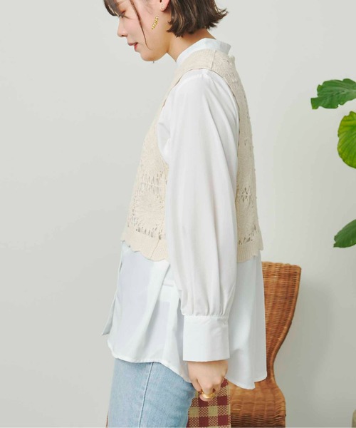 CPCM(シーピーシーエム)の「クロシェベストセット長袖ブラウス(Tシャツ/カットソー・レディース・ブラック/オフホワイト/グリーン・FREE)」の13枚目の写真