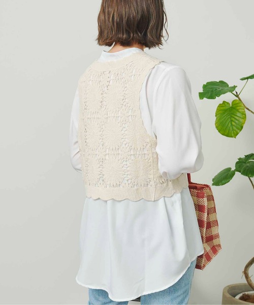 CPCM(シーピーシーエム)の「クロシェベストセット長袖ブラウス(Tシャツ/カットソー・レディース・ブラック/オフホワイト/グリーン・FREE)」の18枚目の写真