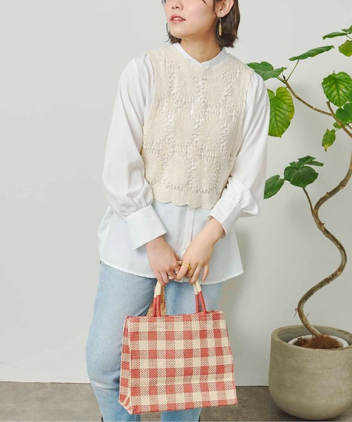 CPCM(シーピーシーエム)の「クロシェベストセット長袖ブラウス(Tシャツ/カットソー・レディース・ブラック/オフホワイト/グリーン・FREE)」の22枚目の写真