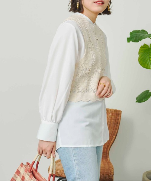 CPCM(シーピーシーエム)の「クロシェベストセット長袖ブラウス(Tシャツ/カットソー・レディース・ブラック/オフホワイト/グリーン・FREE)」の14枚目の写真