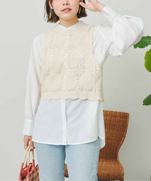 CPCM(シーピーシーエム)の「クロシェベストセット長袖ブラウス(Tシャツ/カットソー・レディース・ブラック/オフホワイト/グリーン・FREE)」の19枚目の写真