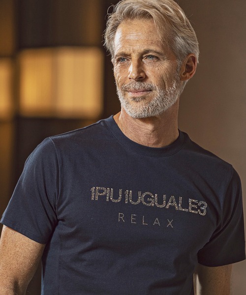 1PIU1UGUALE3 RELAX(ウノピゥウノウグァーレトレ)ランダムラインストーン半袖Tシャツ（Tシャツ/カットソー）｜1PIU1UGUALE3 RELAX （ウノピゥウノウグァーレトレ リラックス）